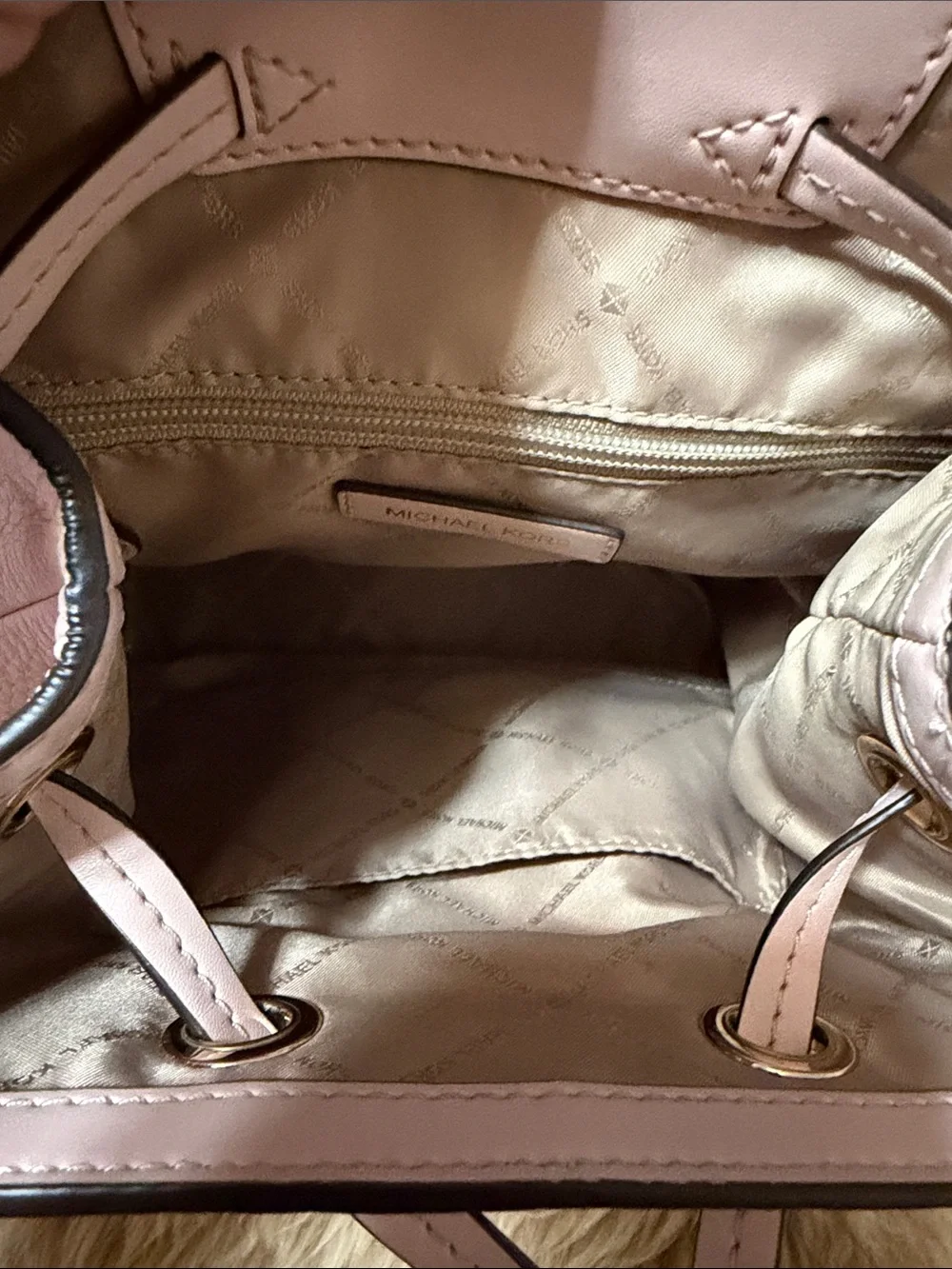 Michael Kors POWDER BLUSH Jet Set Travel Medium Pebble Leather Chain Backpack